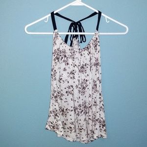 Juniors white with brown floral print tank